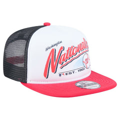 Washington Nationals New Era Retro Script Trucker 9FIFTY Snapback Hat - White/Red Hats