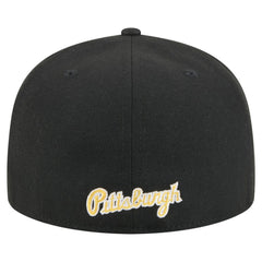 Pittsburgh Pirates New Era Overlap 59FIFTY Fitted Hat - Black Hats