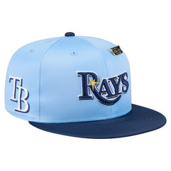 Tampa Bay Rays New Era Satin 59FIFTY Fitted Hat - Light Blue/Navy Hats