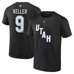 Clayton Keller Utah Mammoth Fanatics Authentic Stack Name & Number T-Shirt - Black | US 201926616