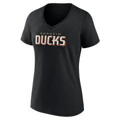 Anaheim Ducks Women's Wordmark V-Neck T-Shirt – Black | US 201927016