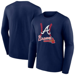 Atlanta Braves Fastball Long Sleeve T-Shirt - Navy T-shirts