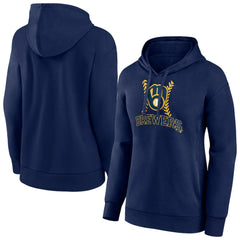 Milwaukee Brewers Women's Fastball Pullover Hoodie - Navy Hoodies