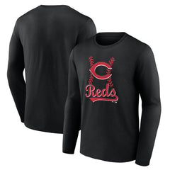Cincinnati Reds Fastball Long Sleeve T-Shirt - Black T-shirts