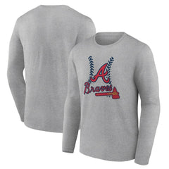 Atlanta Braves Fastball Long Sleeve T-Shirt - Gray T-shirts