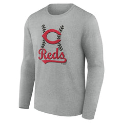 Cincinnati Reds Fastball Long Sleeve T-Shirt - Gray T-shirts