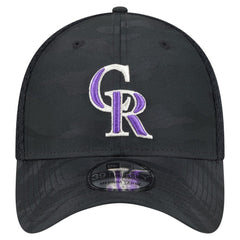 Colorado Rockies New Era Youth Camo 39THIRTY Flex Hat - Black Hats
