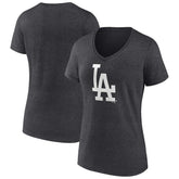 Los Angeles Dodgers Women's Monochrome V-Neck T-Shirt - Charcoal T-shirts