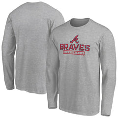 Atlanta Braves Evanston Stencil Long Sleeve T-Shirt - Gray T-shirts