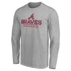 Atlanta Braves Evanston Stencil Long Sleeve T-Shirt - Gray T-shirts