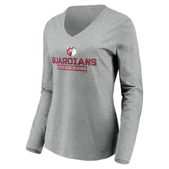 Cleveland Guardians Women's Evanston Stencil Long Sleeve V-Neck T-Shirt - Gray T-shirts