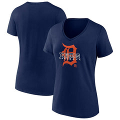 Detroit Tigers Women's Stellar V-Neck T-Shirt - Navy T-shirts