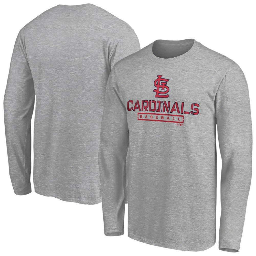 St. Louis Cardinals Evanston Stencil Long Sleeve T-Shirt - Gray T-shirts