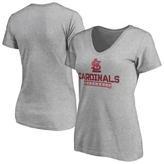 St. Louis Cardinals Women's Evanston Stencil V-Neck T-Shirt - Gray T-shirts