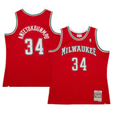 Giannis Antetokounmpo Milwaukee Bucks 2014/15 Hardwood Classics Swingman Jersey Red - Mitchell & Ness