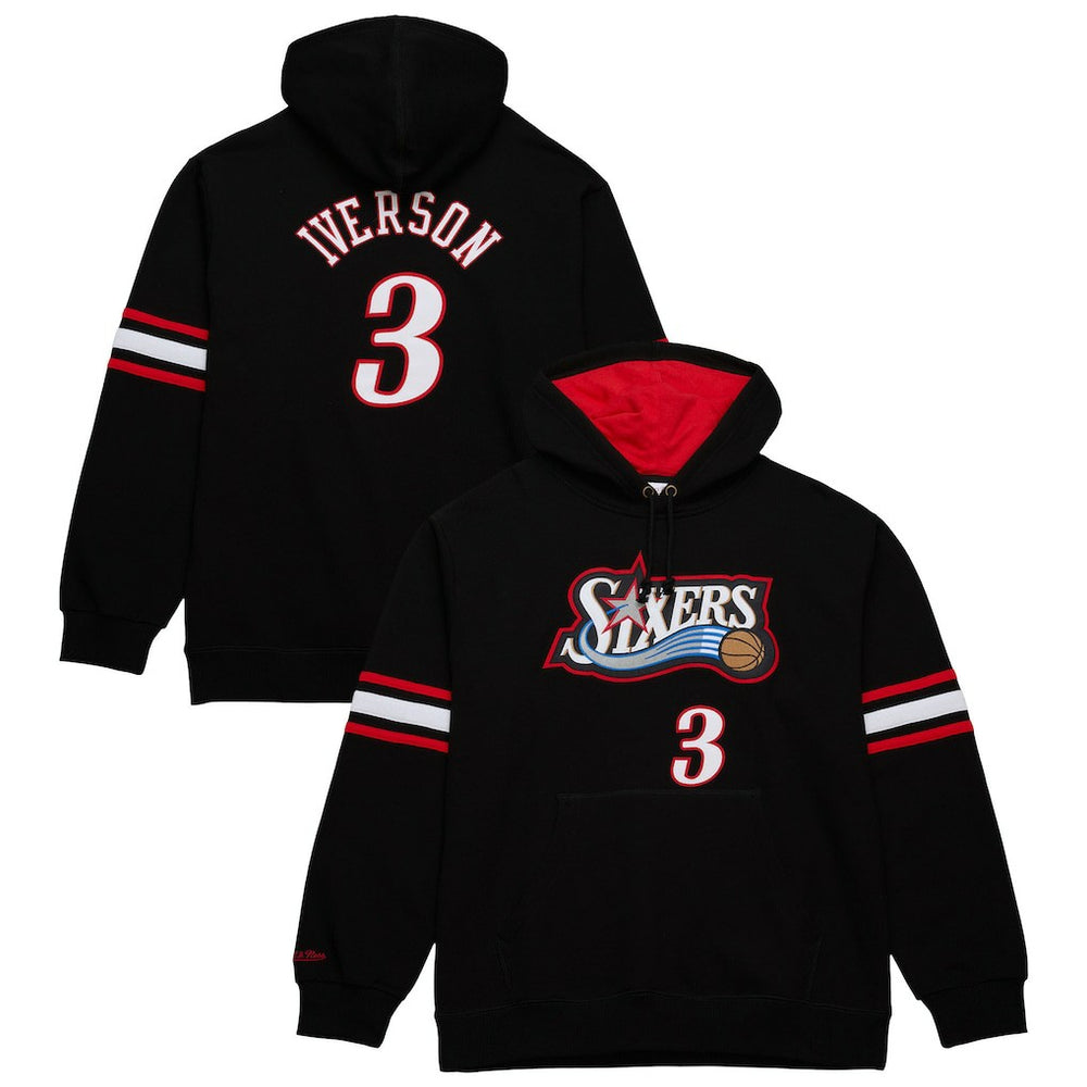 Allen Iverson Philadelphia 76ers Name & Number Pullover Hoodie Black - Mitchell & Ness