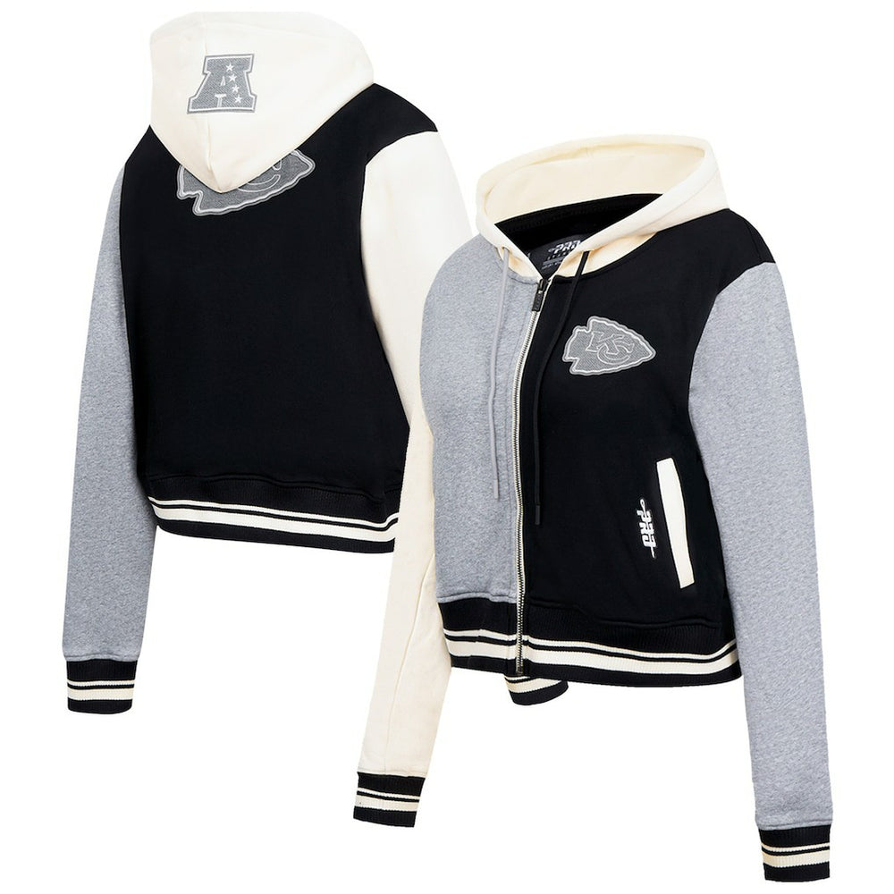 Kansas City Chiefs Pro Standard Women's Reverse French Terry Colorblock Full-Zip Hoodie - Gray Hoodies