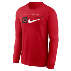 Cincinnati Reds Nike Local Logo Swoosh Lockup Long Sleeve T-Shirt - Red T-shirts