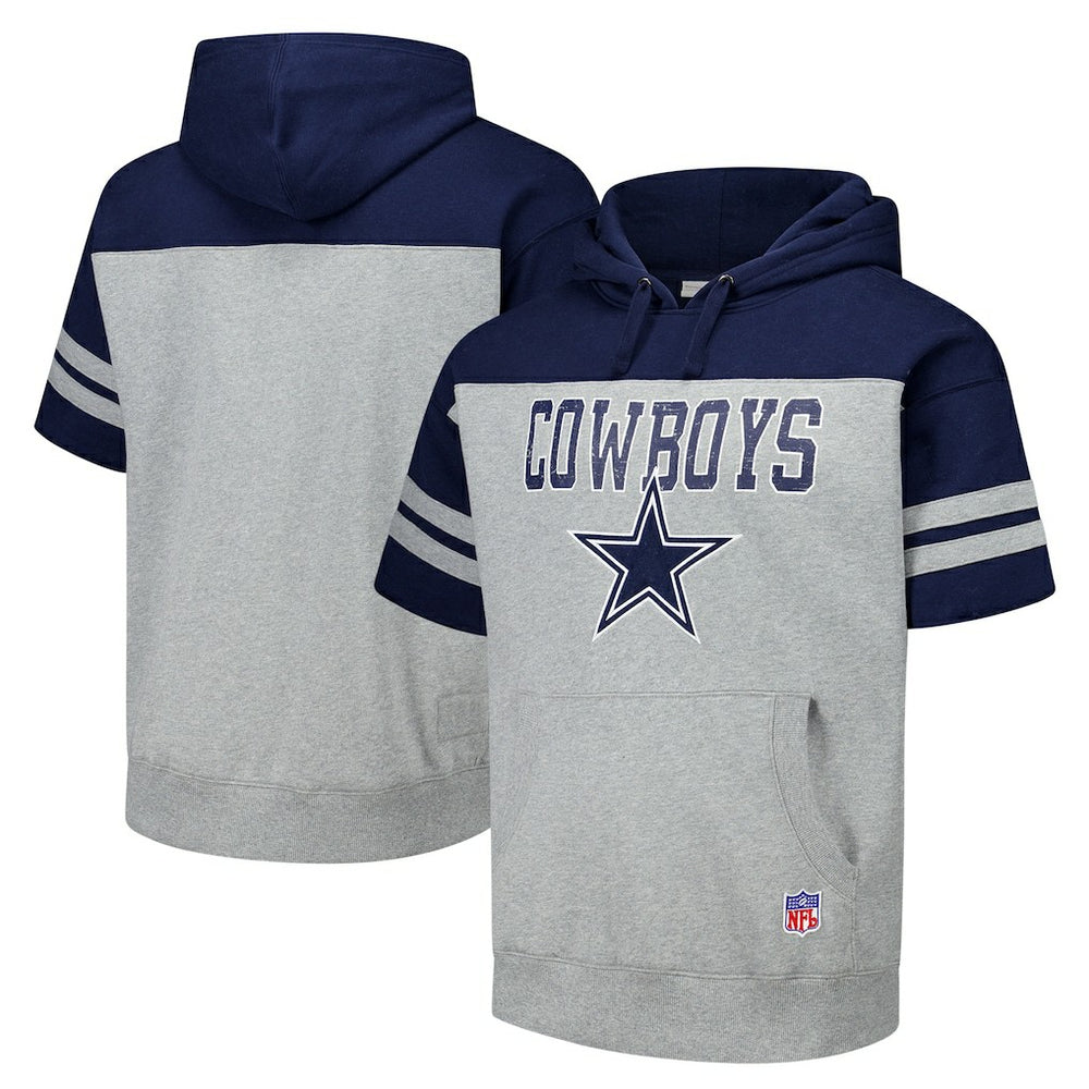 Dallas Cowboys Off Field Vintage Logo Short Sleeve Pullover Hoodie - Gray Hoodies