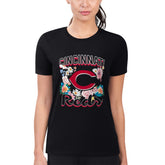 Cincinnati Reds G-III 4Her by Carl Banks Women's Super-Slim Fit Lightweight Flowers Graphic T-Shirt - Black T-shirts