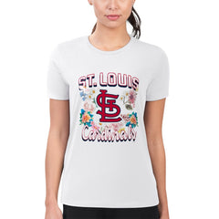 St. Louis Cardinals G-III 4Her by Carl Banks Women's Super-Slim Fit Lightweight Flowers Graphic T-Shirt - White T-shirts