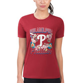 Philadelphia Phillies G-III 4Her by Carl Banks Women's Super-Slim Fit Lightweight Flowers Graphic T-Shirt - Red T-shirts
