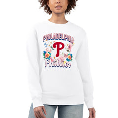 Philadelphia Phillies G-III 4Her by Carl Banks Women's Flowers Graphic Pullover Sweatshirt - White Pullover