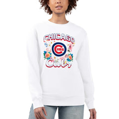 Chicago Cubs G-III 4Her by Carl Banks Women's Flowers Graphic Pullover Sweatshirt - White Pullover