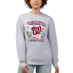 Washington Nationals G-III 4Her by Carl Banks Women's Flowers Graphic Pullover Sweatshirt - Heather Gray Pullover