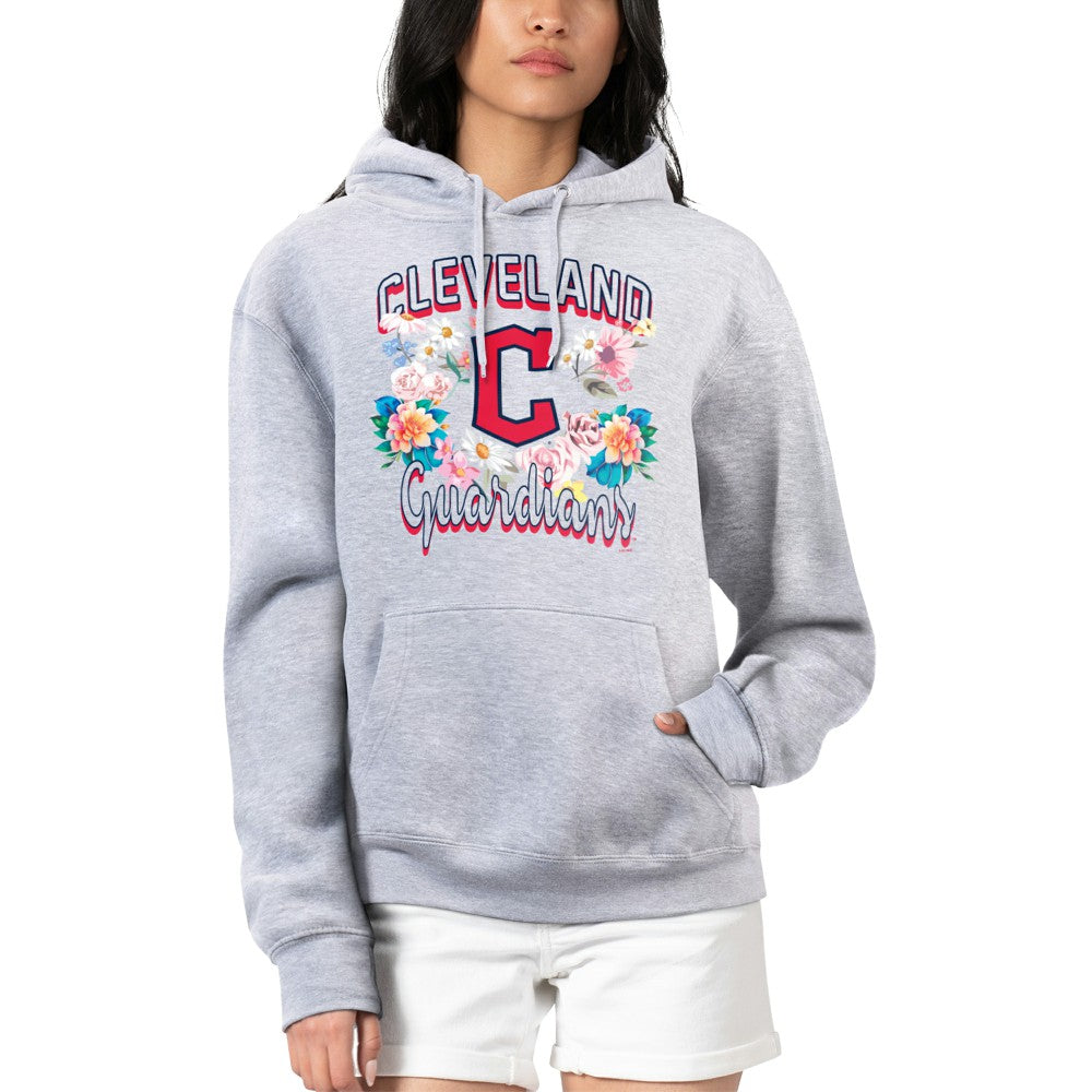 Cleveland Guardians G-III 4Her by Carl Banks Women's Flowers Graphic Pullover Hoodie - Heather Gray Hoodies