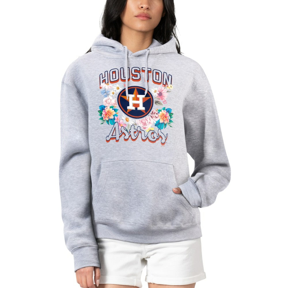 Houston Astros G-III 4Her by Carl Banks Women's Flowers Graphic Pullover Hoodie - Heather Gray Hoodies