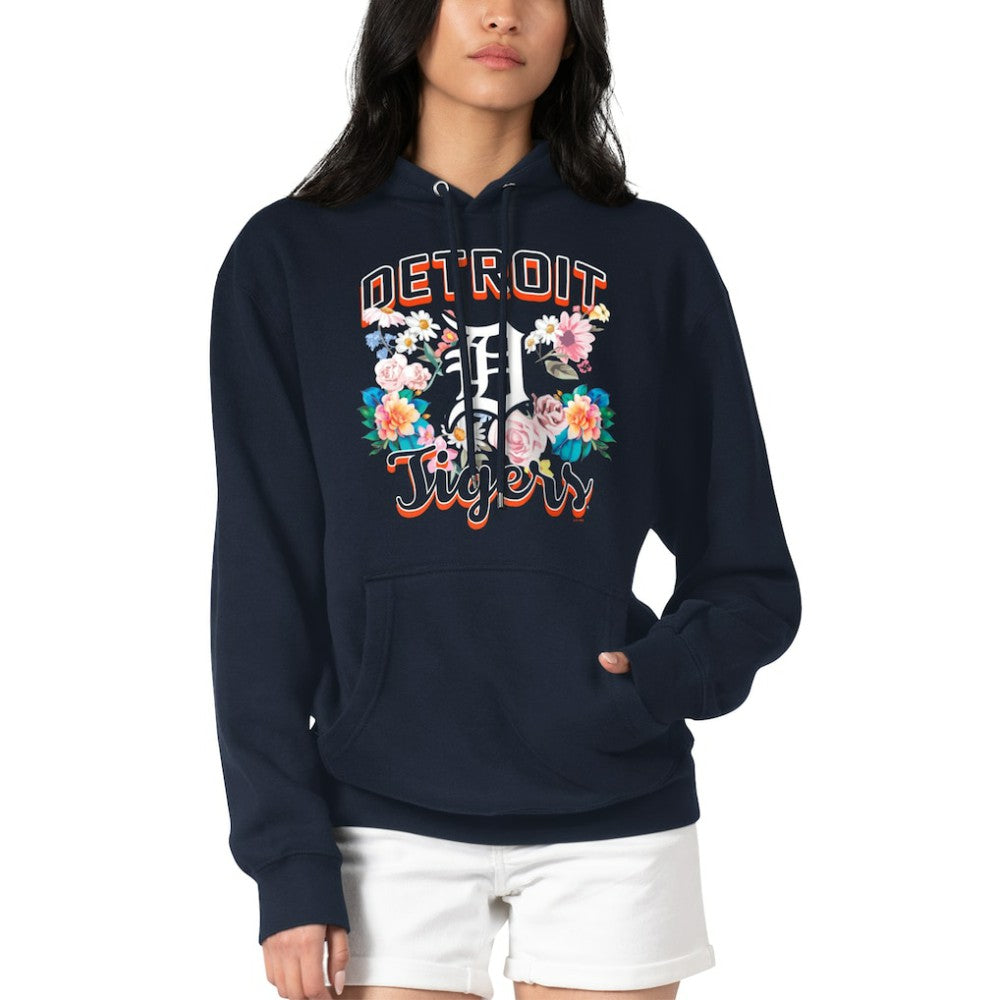 Detroit Tigers G-III 4Her by Carl Banks Women's Flowers Graphic Pullover Hoodie - Navy Hoodies