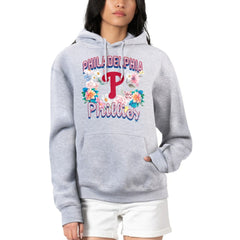 Philadelphia Phillies G-III 4Her by Carl Banks Women's Flowers Graphic Pullover Hoodie - Heather Gray Hoodies