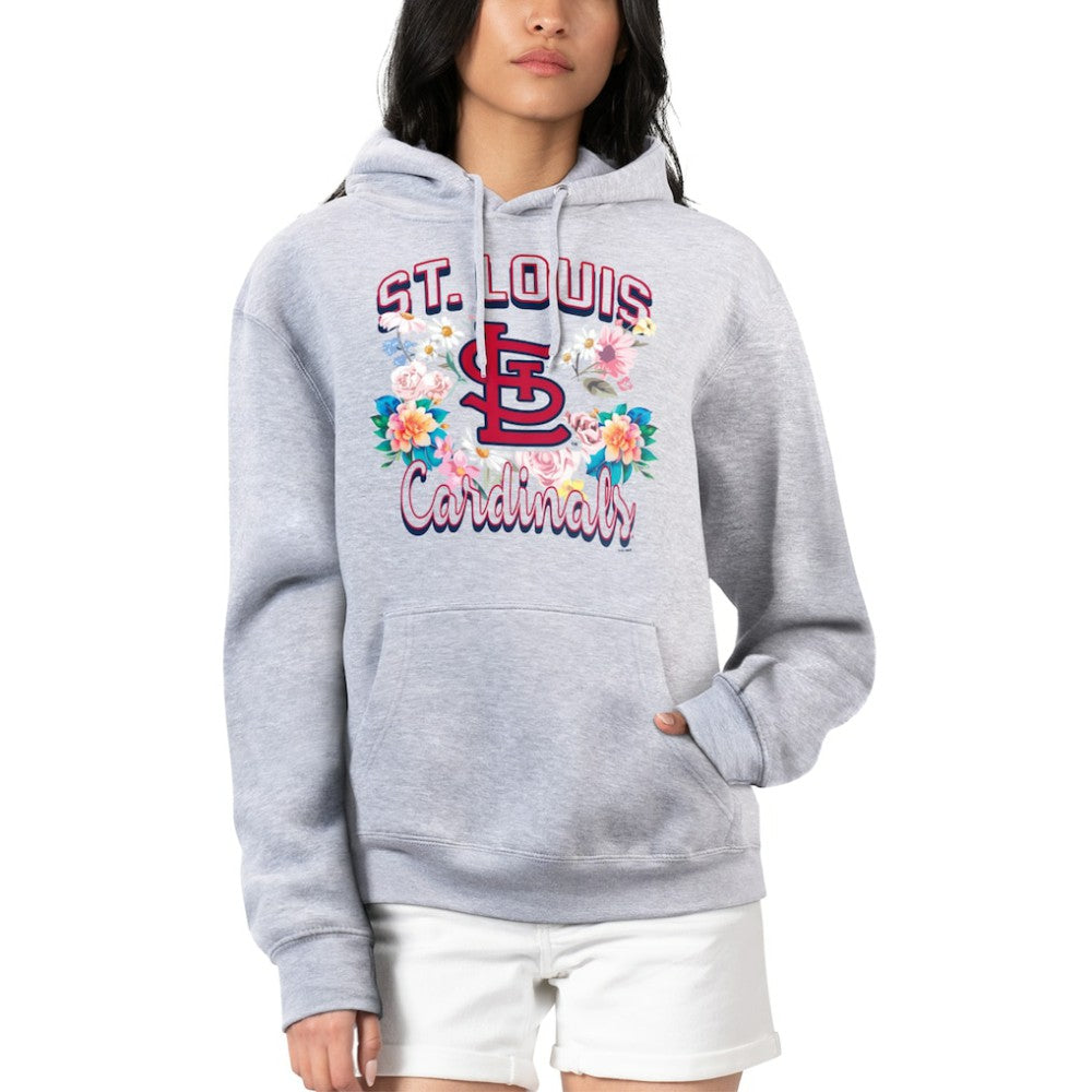 St. Louis Cardinals G-III 4Her by Carl Banks Women's Flowers Graphic Pullover Hoodie - Heather Gray Hoodies