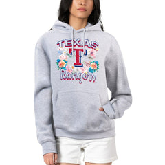 Texas Rangers G-III 4Her by Carl Banks Women's Flowers Graphic Pullover Hoodie - Heather Gray Hoodies