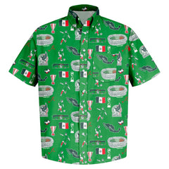 Mexico National Team Vive La Fete Impressions Artwork Button-Down Shirt Green