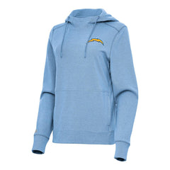 Los Angeles Chargers Antigua Women's Justice Pullover Hoodie - Heather Powder Blue Hoodies