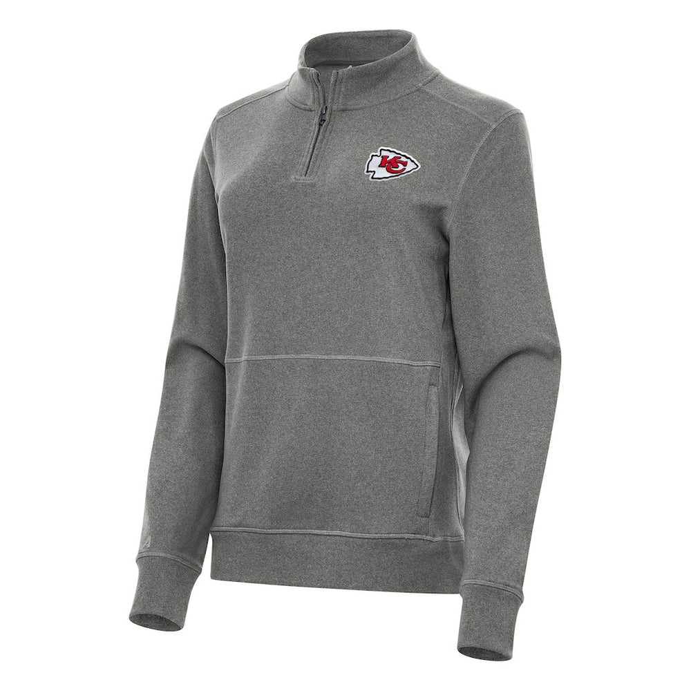 Kansas City Chiefs Antigua Women's Crush Quarter-Zip Jacket - Heather Black Jackets