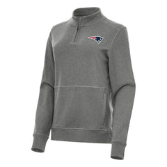 New England Patriots Antigua Women's Crush Quarter-Zip Jacket - Heather Black Jackets
