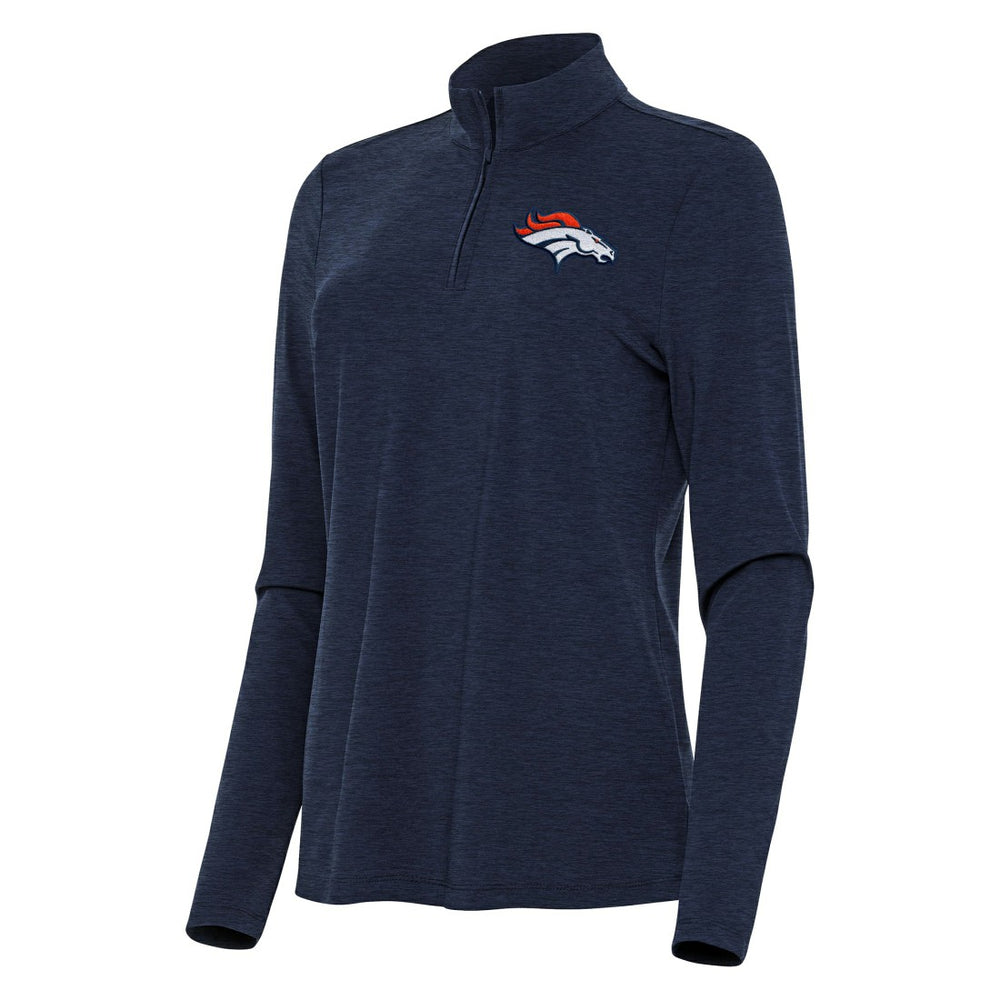 Denver Broncos Antigua Women's Bright Quarter-Zip Sweatshirt - Heather Navy Sweatshirts