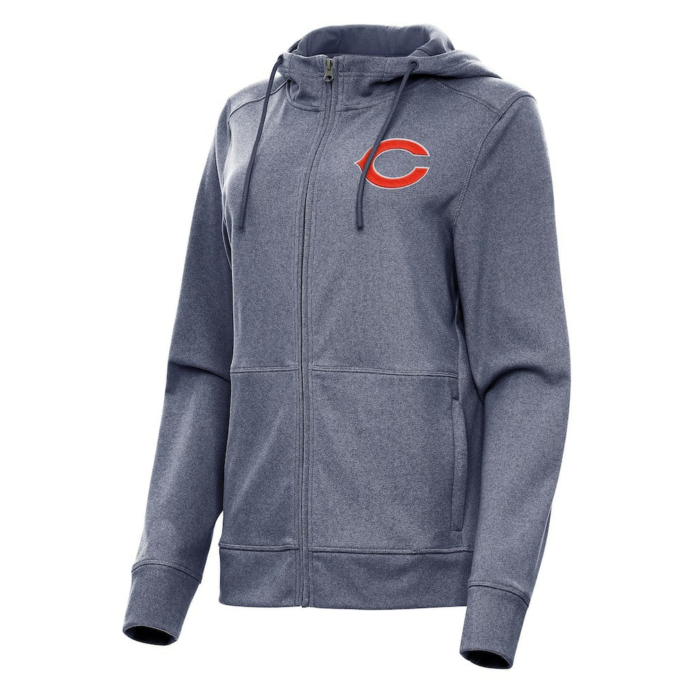 Chicago Bears Antigua Women's Seeker Full-Zip Hoodie Jacket - Heather Navy Hoodies
