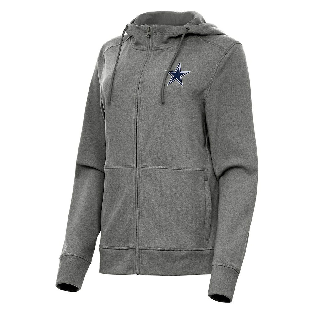 Dallas Cowboys Antigua Women's Seeker Full-Zip Hoodie Jacket - Heather Charcoal Hoodies