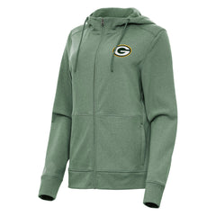 Green Bay Packers Antigua Women's Seeker Full-Zip Hoodie Jacket - Heather Green Hoodies