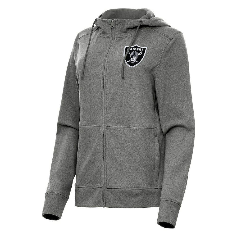 Las Vegas Raiders Antigua Women's Seeker Full-Zip Hoodie Jacket - Heather Charcoal Hoodies