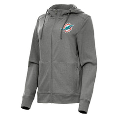 Miami Dolphins Antigua Women's Seeker Full-Zip Hoodie Jacket - Heather Charcoal Hoodies