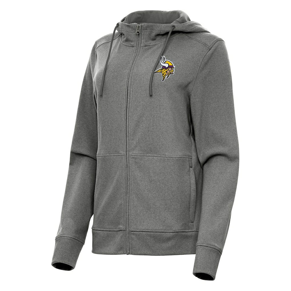 Minnesota Vikings Antigua Women's Seeker Full-Zip Hoodie Jacket - Heather Charcoal Hoodies