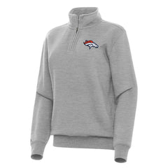 Denver Broncos Antigua Women's Victory Quarter-Zip Top - Heather Gray Tops
