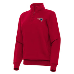 New England Patriots Antigua Women's Victory Quarter-Zip Top - Red Tops