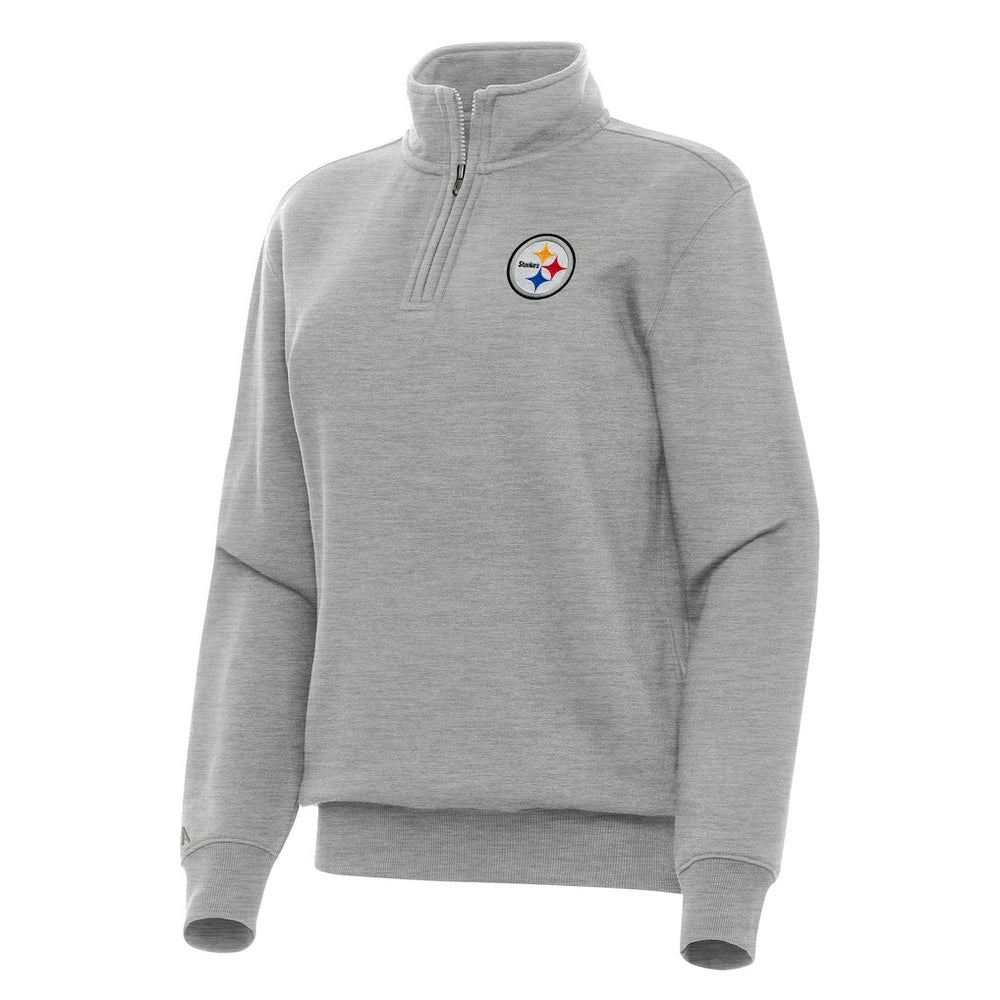 Pittsburgh Steelers Antigua Women's Victory Quarter-Zip Top - Heather Gray Tops