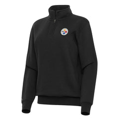 Pittsburgh Steelers Antigua Women's Victory Quarter-Zip Top - Black Tops